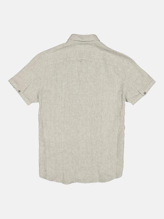 emilio adani Herren Kurzarm-Hemd aus Leinen Khaki 33228