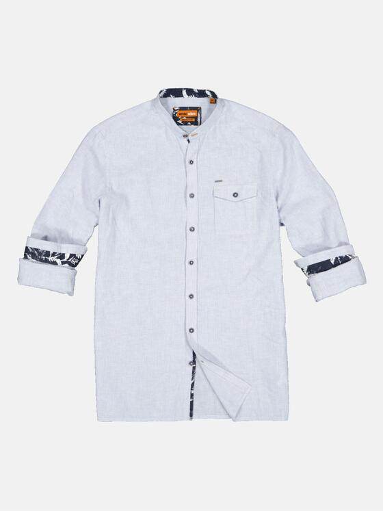emilio adani Herren Langarm-Hemd mit Leinen-Anteil Blau 32997