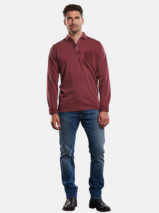 engbers Herren Langarmshirt Polokragen Karminrot 32396