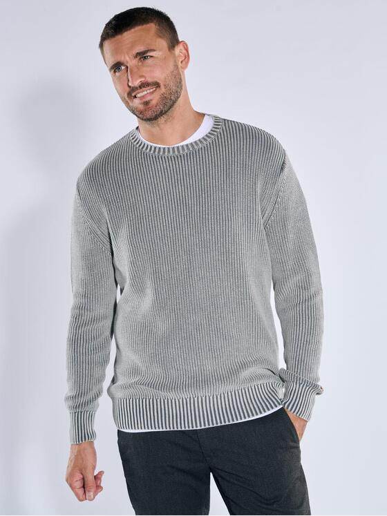 emilio adani Herren Strickpullover strukturiert Silbergrau 39525