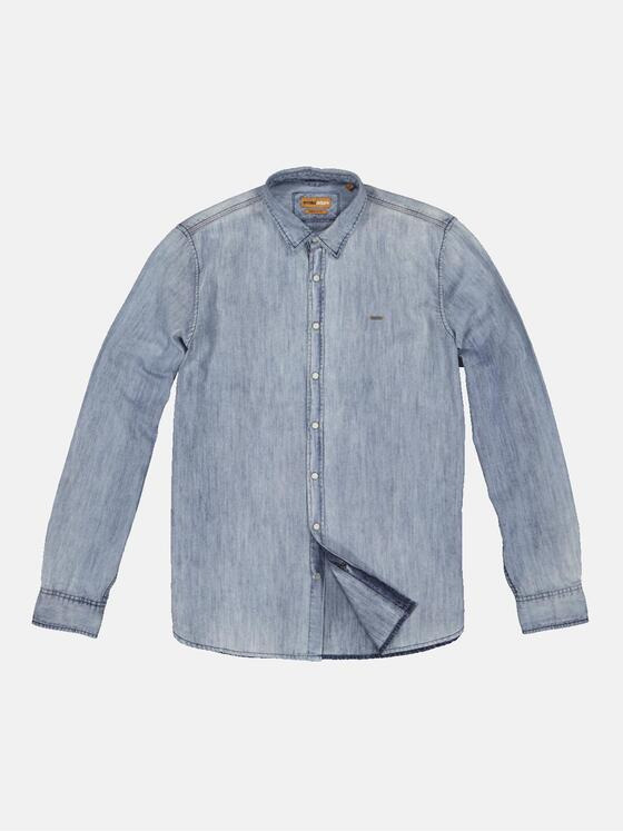 emilio adani Herren Langarm-Hemd strukturiert Blau 34259