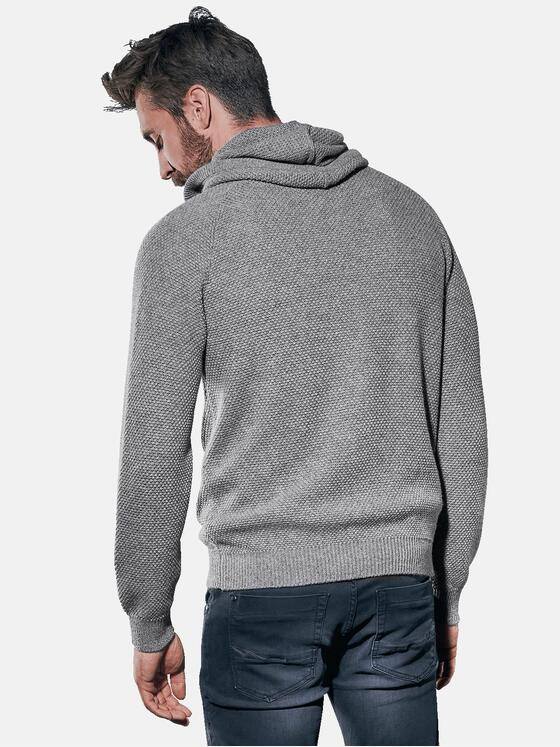 emilio adani Herren Weiche Strickjacke mit Kapuze Grau 31153