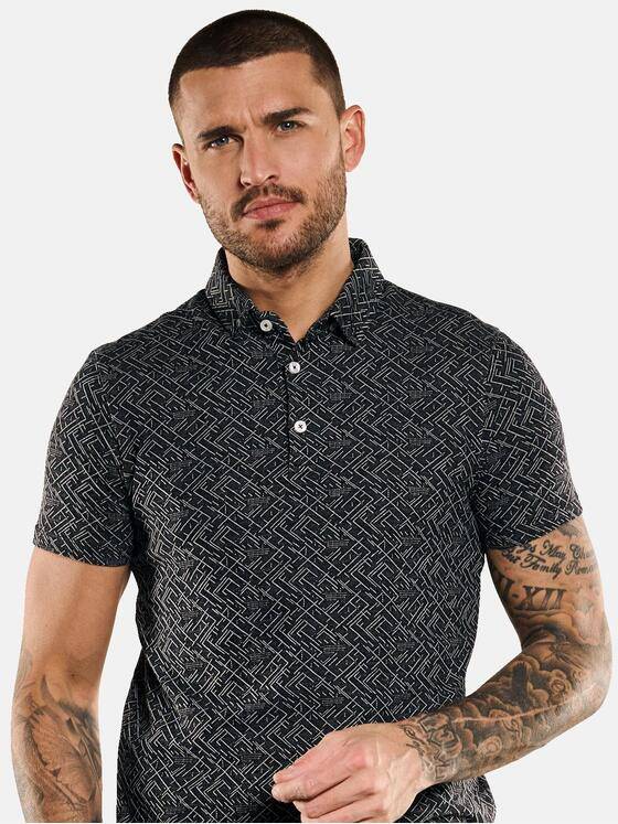 emilio adani Herren Polo-Shirt strukturiert Schwarz 33276