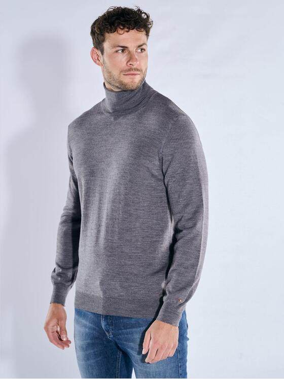 emilio adani Herren Pullover mit Merinowolle Silbergrau 39632