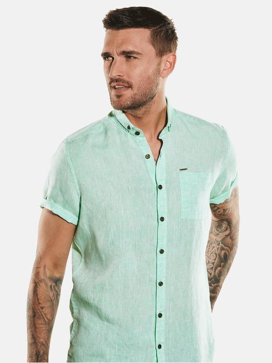 emilio adani Herren Kurzarm-Hemd uni Grün 35050
