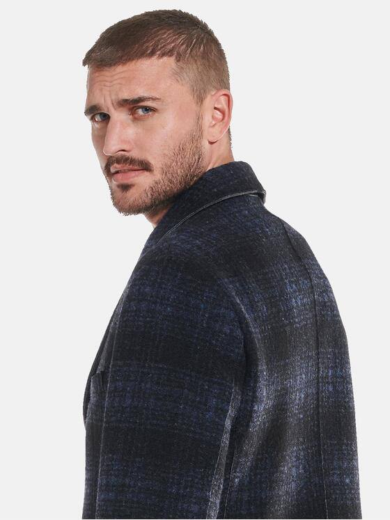 emilio adani Herren Mantel mit Glencheck-Muster Blau 32246