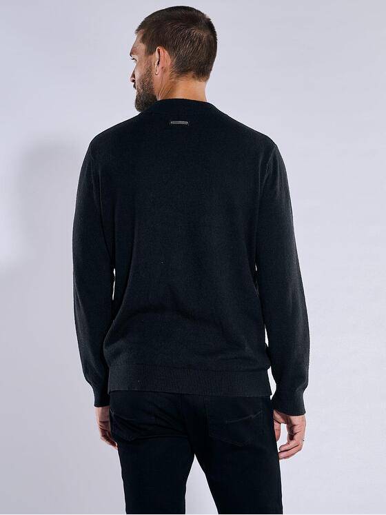 emilio adani Herren Pullover uni Schwarz 37958