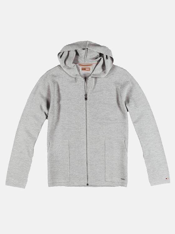 emilio adani Herren Cardigan aus Merinowolle Grau 32063