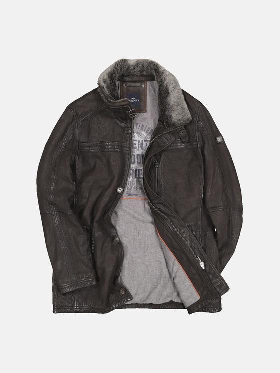 engbers Herren Lederjacke mit abnehmbarem Kragen Dunkelbraun 32254