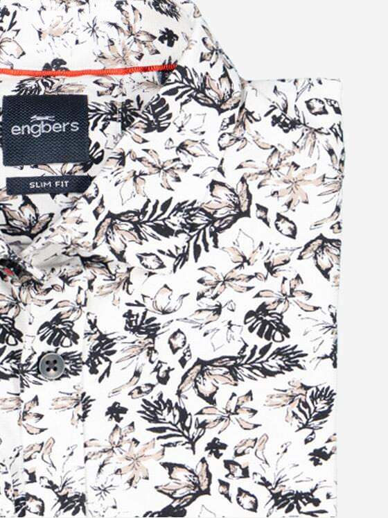 engbers Herren Jersey-Hemd slim fit Braunbeige 38173