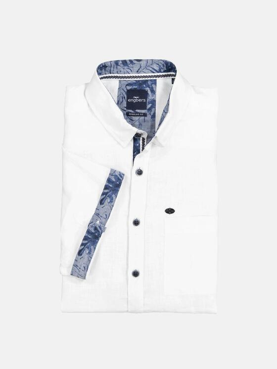 engbers Herren Kurzarm-Hemd aus Leinen Reinweiss 36628