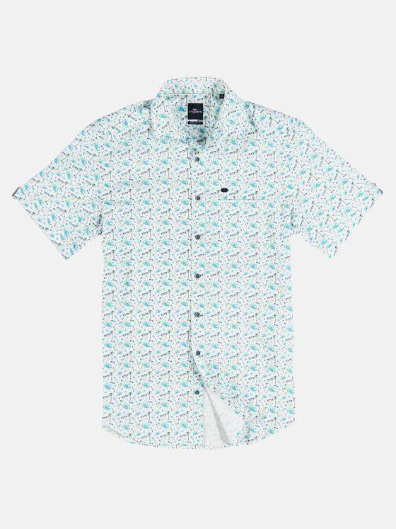 engbers Herren Kurzarm-Hemd gemustert Petrolgruen 31602