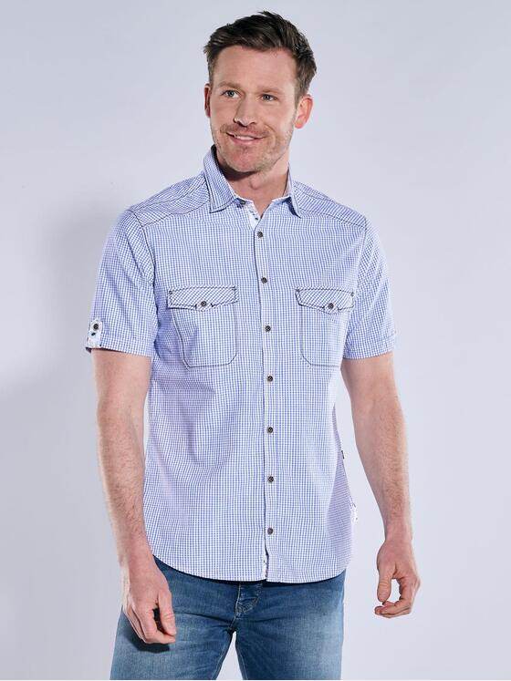 engbers Herren Kurzarm-Hemd kariert Blau 38903