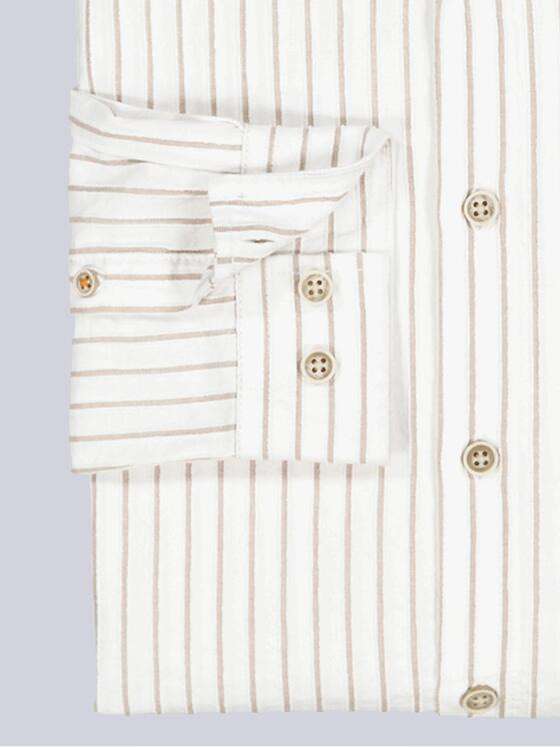 emilio adani Herren Langarm-Hemd gestreift Beige 35214