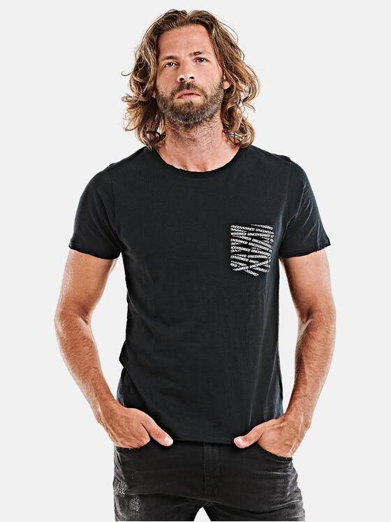 emilio adani Herren Rundhals T-Shirt Schwarz 25859