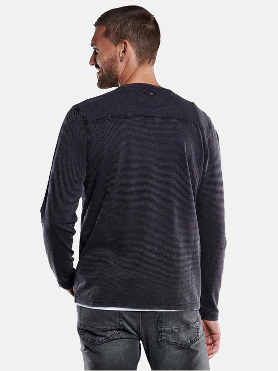 emilio adani Herren Langarm-Shirt strukturiert Schwarz 33424