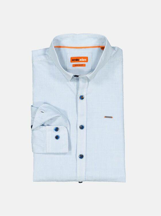 emilio adani Herren Langarm-Hemd gestreift Blau 36576