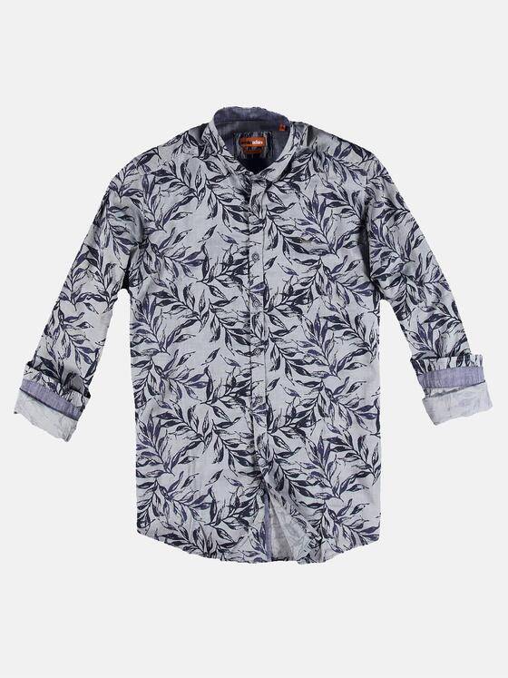 emilio adani Herren Langarmhemd mit Floralprint Blau 30869