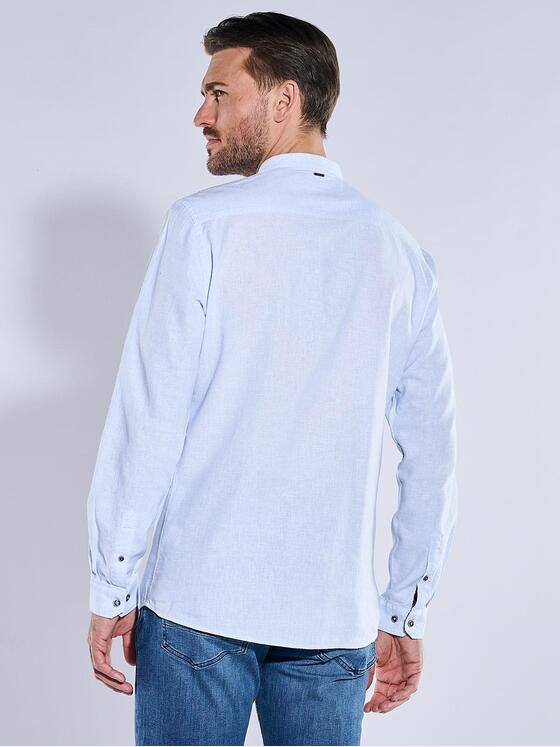 emilio adani Herren Langarm-Hemd mit Stehkragen Blau 38901