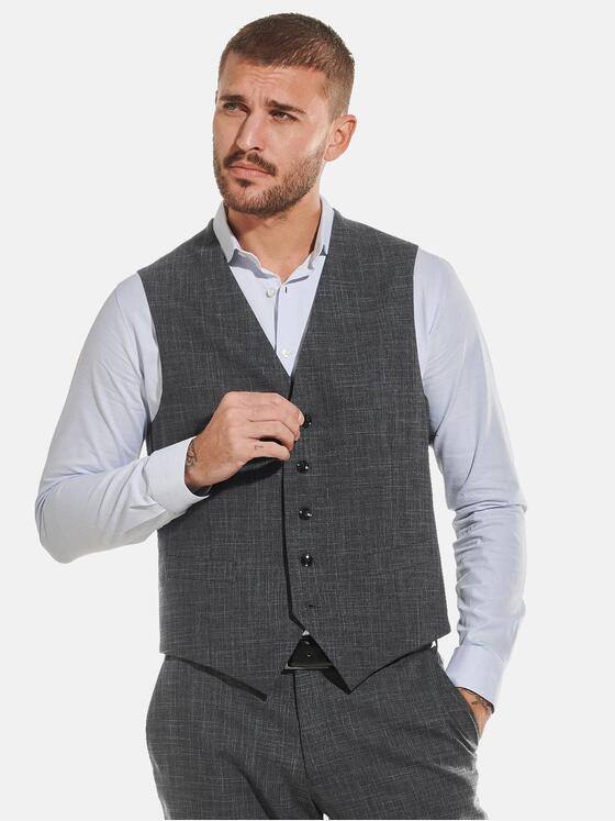 emilio adani Herren Anzugweste mit dezenter Musterung Grau 31185