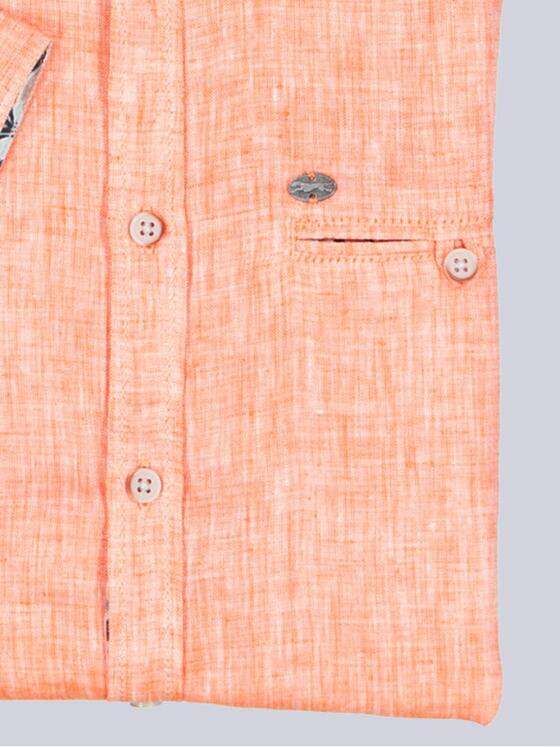 engbers Herren Kurzarm-Hemd aus Leinen Orange 38360