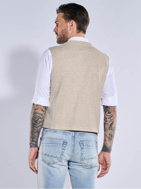 emilio adani Herren Sakko-Weste slim fit Beige 38424