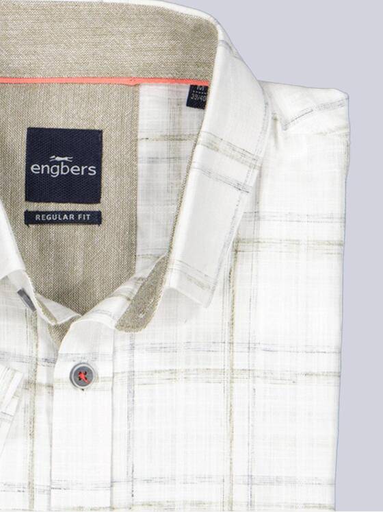 engbers Herren Kurzarm-Hemd mit Leinenanteil Oliv 39774