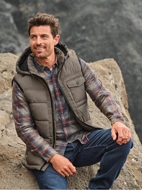 engbers Herren Steppweste mit abnehmbarer Kapuze Beige 35540