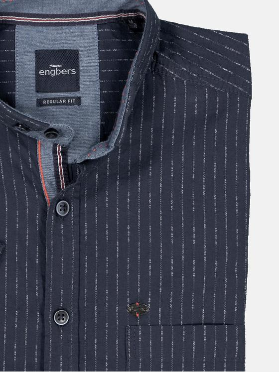 engbers Herren Kurzarm-Hemd gestreift Marineblau 35031