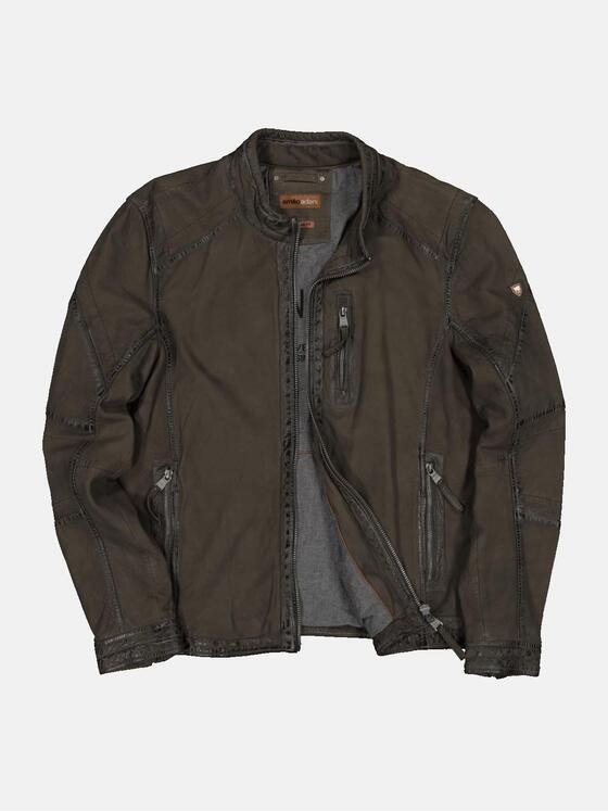 emilio adani Herren Lederjacke aus Nubuk-Leder Grün 34223