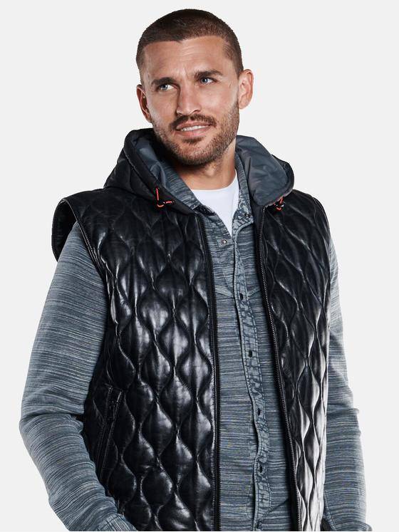 emilio adani Herren Lederweste Schwarz 33316