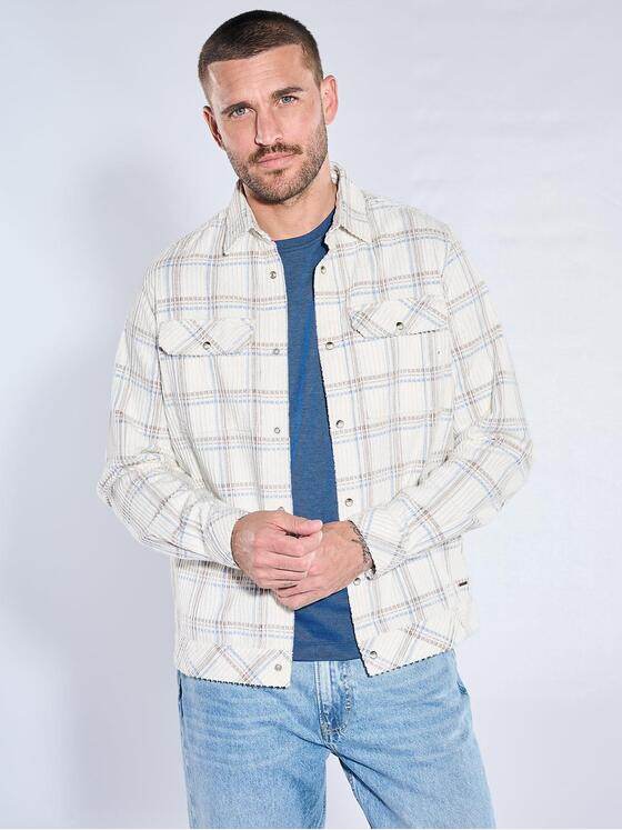 emilio adani Herren Overshirt aus Soft-Cord Naturweiss 40901
