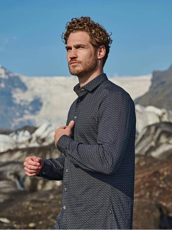 engbers Herren Langarm-Hemd slim fit Schwarz 35606
