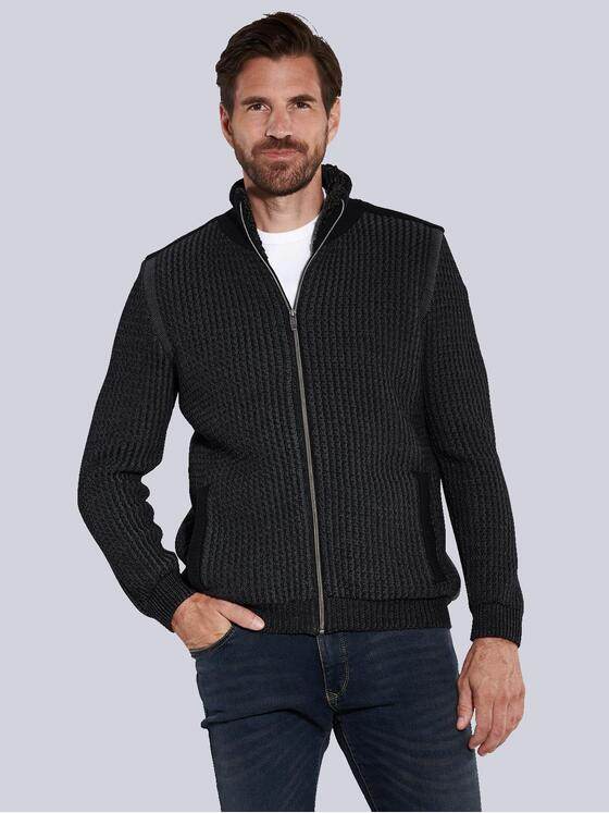 engbers Herren Strickjacke strukturiert Grau 35620