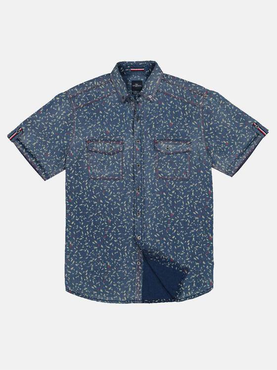 engbers Herren Kurzarm-Hemd gemustert Indigoblau 33043