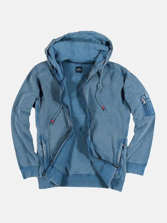 engbers Herren Sweatjacke mit Waffelstruktur Petrolblau 29208