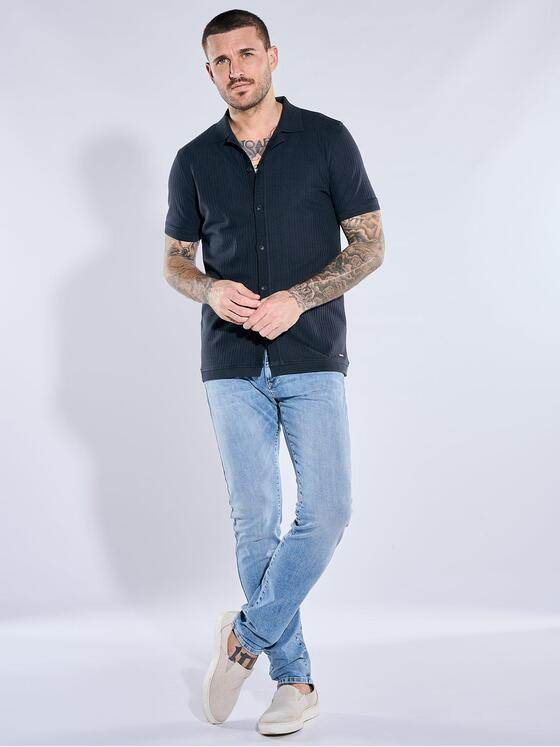 emilio adani Herren Poloshirt mit Knopfleiste Saphirblau 40790