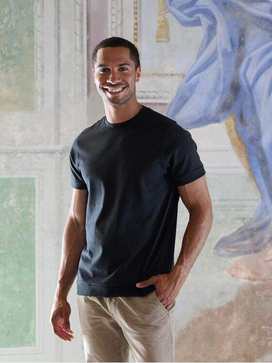 emilio adani Herren T-Shirt aus hochwertigem Garn Schwarz 39312