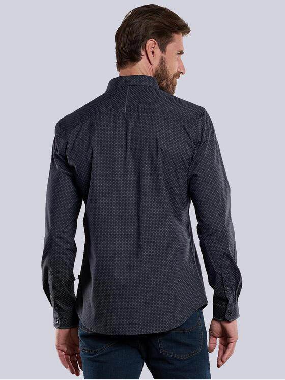 engbers Herren Langarm-Hemd gemustert Schwarz 33799