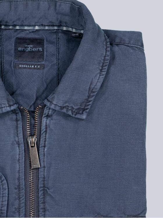engbers Herren Langarm-Hemd mit Leinenanteil Marineblau 38914