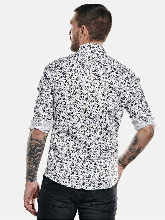 emilio adani Herren Langarm-Hemd mit floralem Print Braun 31869