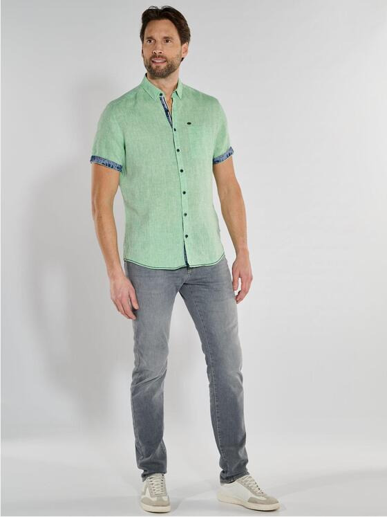 engbers Herren Kurzarm-Hemd aus Leinen Gruen 36629