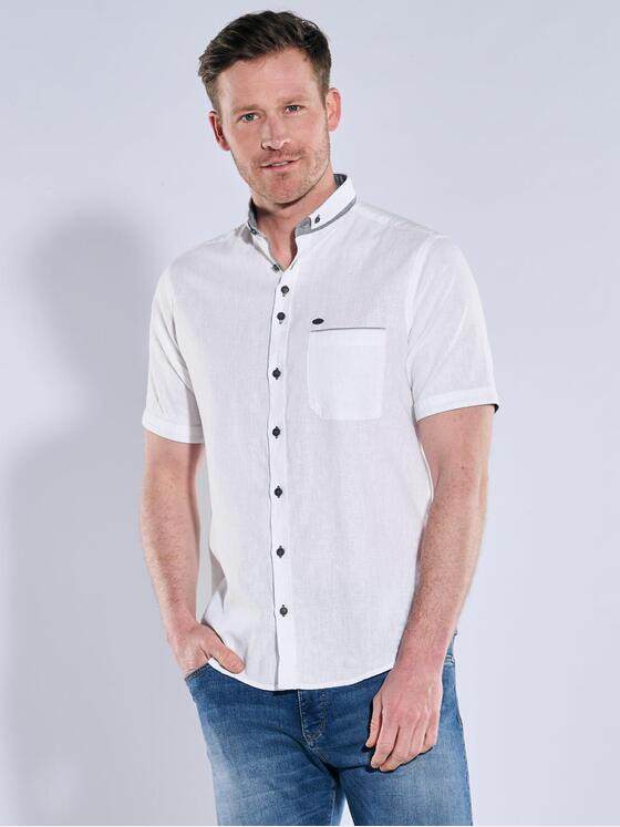 engbers Herren Kurzarm-Hemd mit Leinenanteil Reinweiss 38375