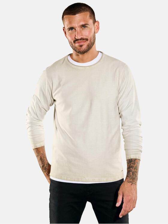 emilio adani Herren Pullover gestreift Beige 35286