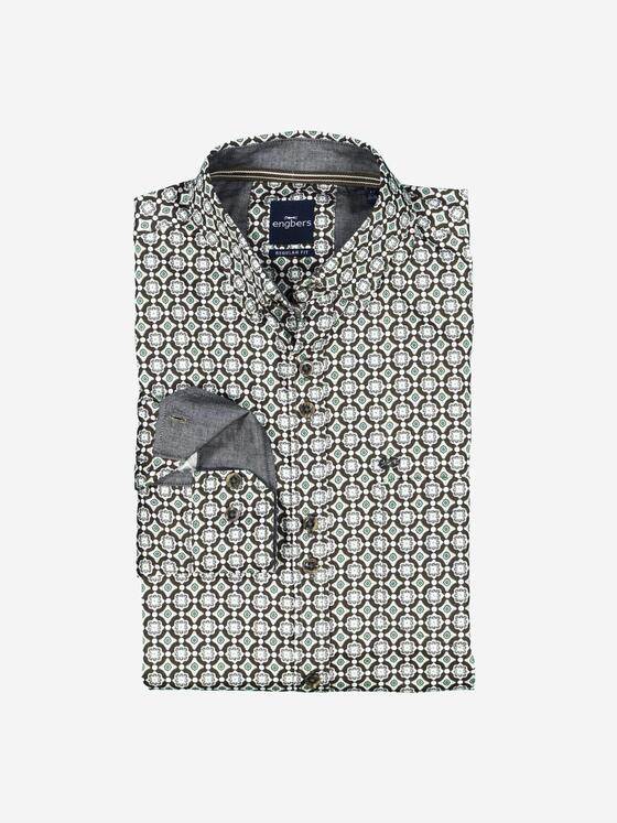 engbers Herren Langarm-Hemd gemustert Gruen 38017