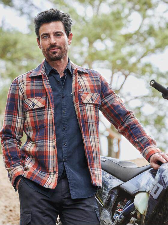 engbers Herren Langarm-Hemd kariert Rostorange 31974