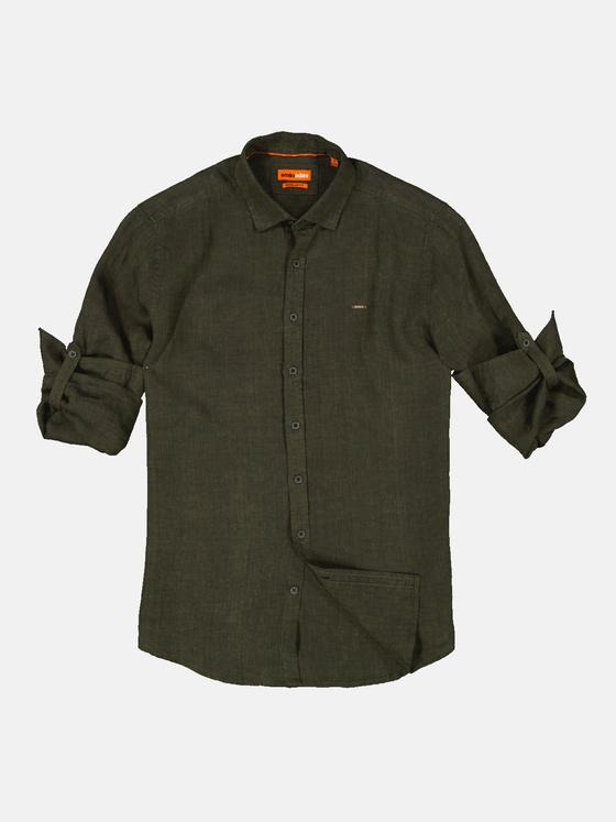 emilio adani Herren Hemd uni Grün 35149