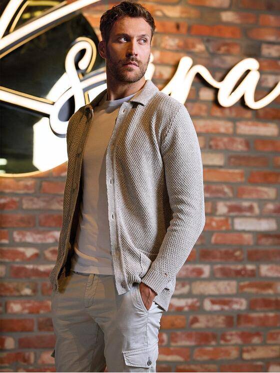 emilio adani Herren Strickjacke strukturiert Creme 38249