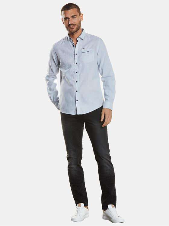 emilio adani Herren Langarm-Hemd mit Leinenanteil Blau 34247
