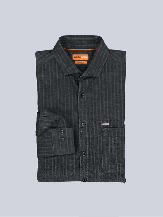 emilio adani Herren Langarm-Hemd gemustert Anthrazit 39441